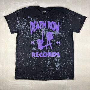 Death Row Records 1991‎ Graphic T Shirt Mens XL Black Purple Bleach Splatter